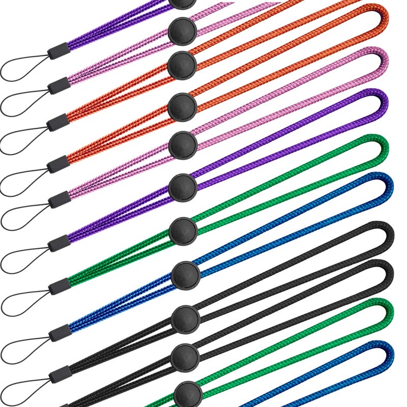 YOUOWO Wrist Lanyard 6 Colours Adjustable Length,Small Strap 12 Pcs Short Lanyard For Keys Phone Cases Keychain USB,Pink,Green,Blue,Orange,Purple,Black - Image 5